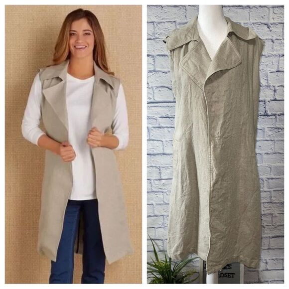 Soft surroundings Avalon linen vest - Picture 1 of 14